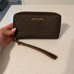 Michael Kors Dark Brown Monogram Wristlet